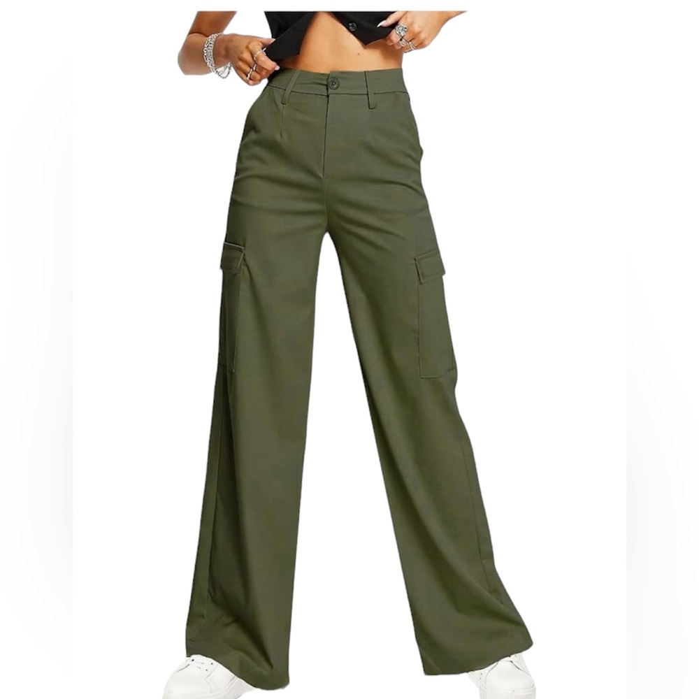 NWT•XXL•Clearflower Super Comfy Wide Leg Cargo Pants With Pockets - Picture 2 of 16